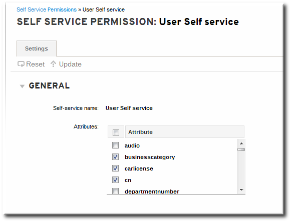 Self-Service Edit Page